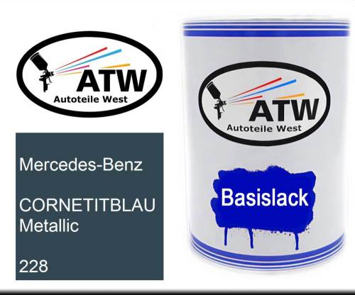 Mercedes-Benz, CORNETITBLAU Metallic, 228: 500ml Lackdose, von ATW Autoteile West.